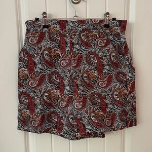 Paisley Print Skirt in Red and Black